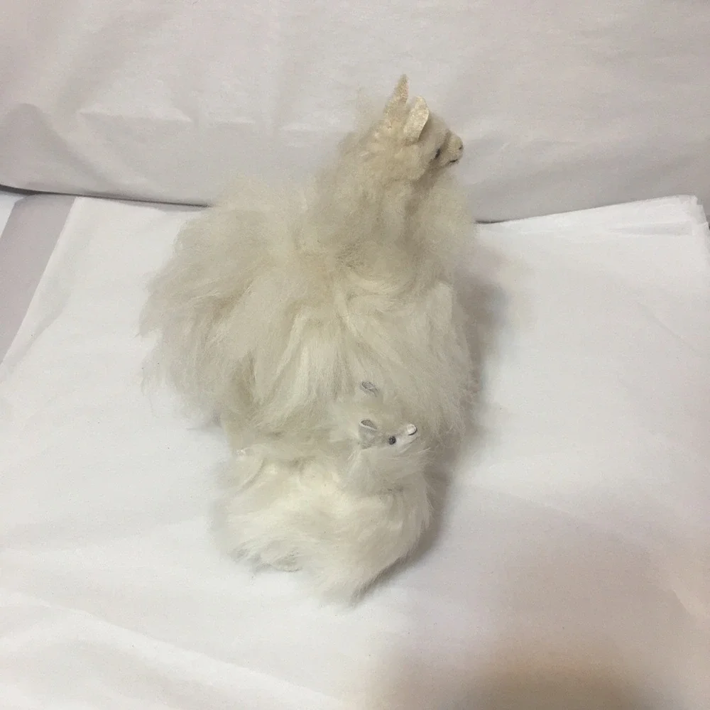 Standing Mom and Baby Alpaca stuffed with Authentic Alpaca Fur 7